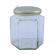 Glas 6-kant 500 gr/390 ml 16 st/kart med lock 70 mm BPAni NPA avgift ingr
