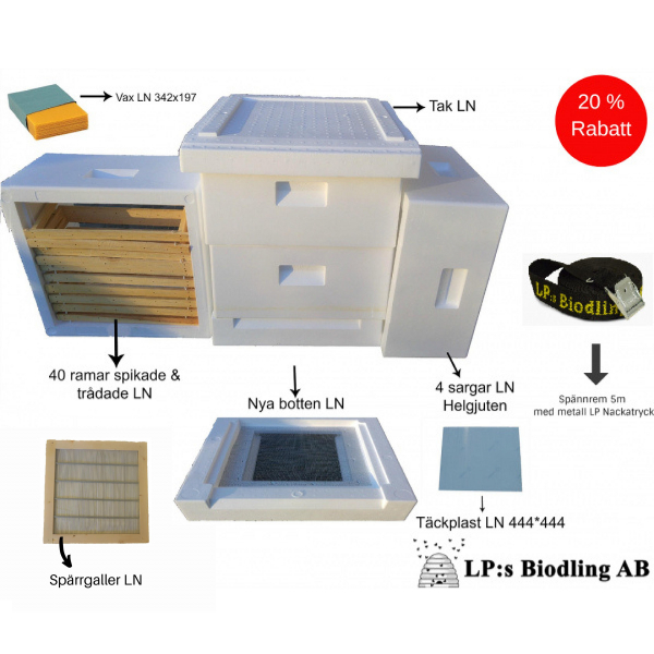 Nybrjarpaket Kupa LN 2024 Max ett paket/kund. OBS sprrgaller metall med trram i gruppen Nybrjare hos LP:S Biodling AB (100057LP)