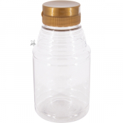 Flaska flytande honung 350 gr rund med guld kork 3564 st/pall NPA avgift ingr i gruppen Burkar Kartong Etiketter / Squeezeflaskor hos LP:S Biodling AB (111065)