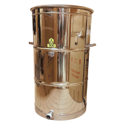 UTS Rostfri beh�llare 300 kg sidoutlopp och sp�nnrem runt locket