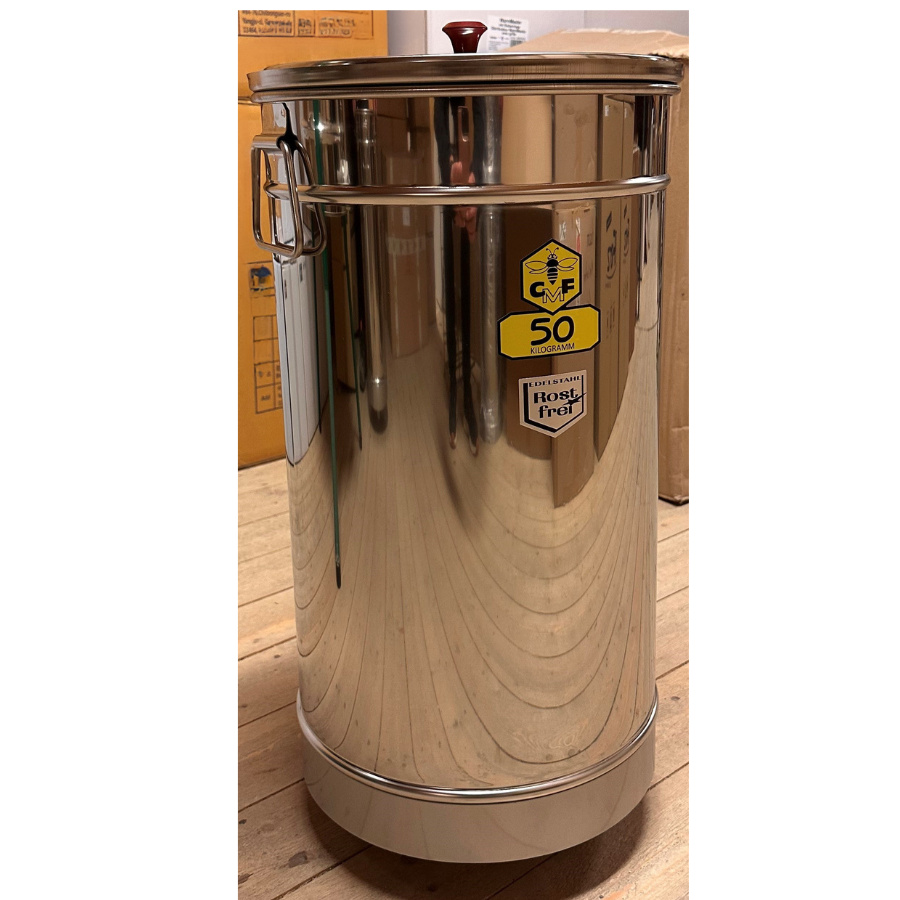 UTS Beh�llare rostfri 50 kg med konisk botten och 11/2" utlopp l�mplig som mellanstation