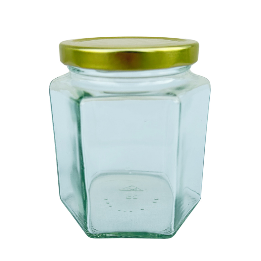 Glas 6-kant 500 g/390 ml, 1960 st m lock.