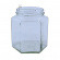 Glas 6-kant 500 gr/390 ml 16 st/kart med lock 70 mm BPAni NPA avgift ingr