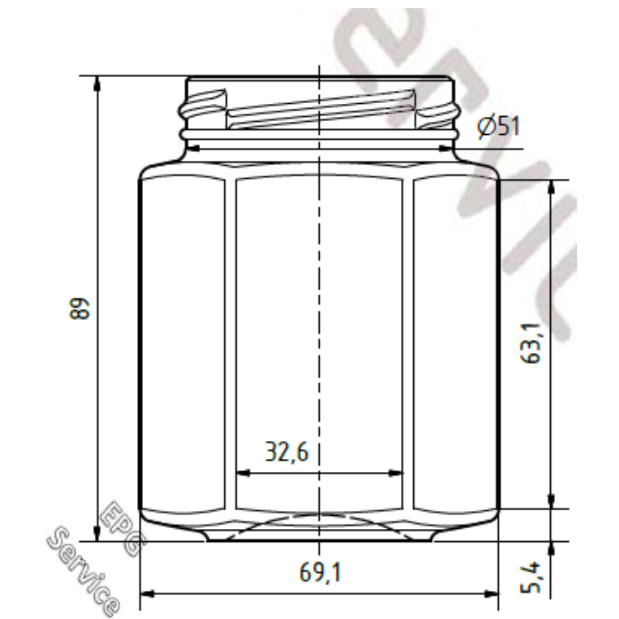 Glas 6-kant 250 g/191 ml. 28 st i kartong m lock