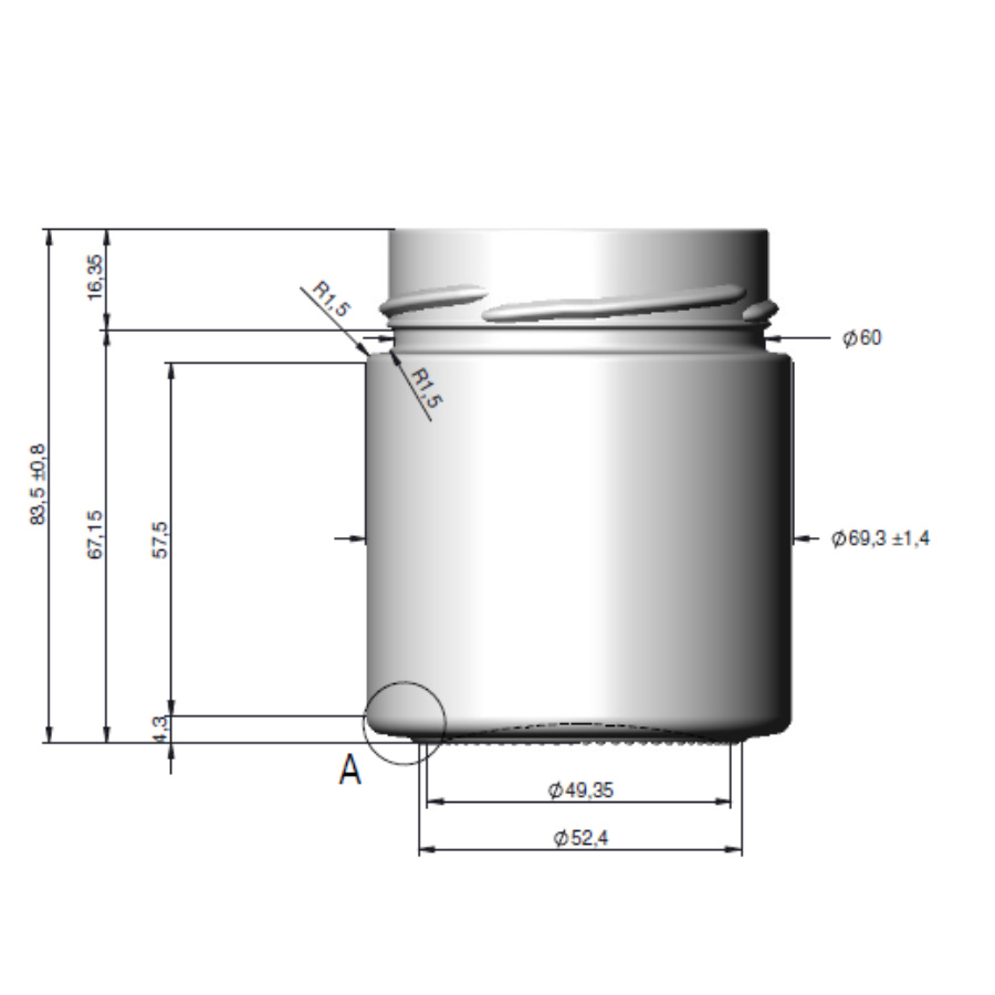 Glas 250 g/225 ml. 2640 st m lock DTO