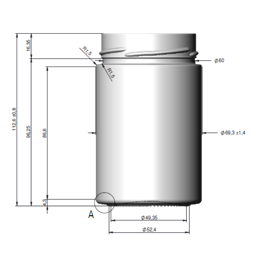Glas 400 g/327 ml. 2112 st m lock DTO